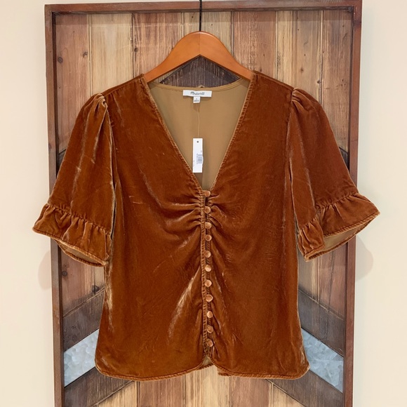 Madewell Velvet Daylight Top Vintage Gold Sz 2 NWT - Picture 4 of 6